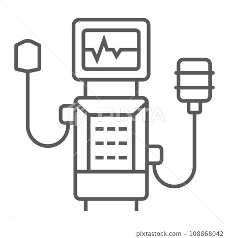 Medical ventilator thin line icon, breathing and health, oxygen sign, vector graphics, a linear icon on a white background, eps 10. Medical ventilator thin line icon, breathing and health, oxygen sign, vector graphics, a linear icon on a white background, eps 10. 108868042