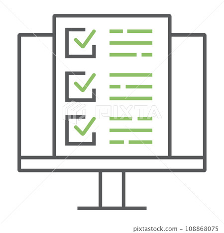 Online test color line icon, education and school, montior with checklist sign vector graphics, a linear icon on a white background, eps 10. 108868075