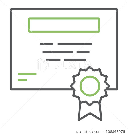 Certificate color line icon, education and school, diploma sign vector graphics, a linear icon on a white background, eps 10. Certificate color line icon, education and school, diploma sign vector graphics, a linear icon on a white background, eps 10. 108868076