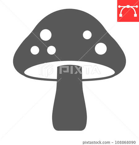 Mushroom glyph icon, thanksgiving and food , amanita vector icon, vector graphics, editable stroke solid sign, eps 10. 108868090