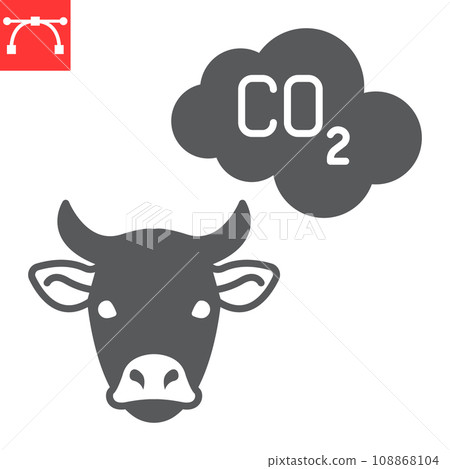 Methane emission from cow glyph icon, climate change and ecology, cow ch4 vector icon, vector graphics, editable stroke solid sign, eps 10. Methane emission from cow glyph icon, climate change and ecology, cow ch4 vector icon, vector graphics, editable stroke solid sign, eps 10. 108868104