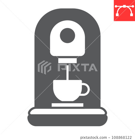 Capsule coffee machine glyph icon, espresso and drink, coffee maker vector icon, vector graphics, editable stroke solid sign, eps 10. 108868122