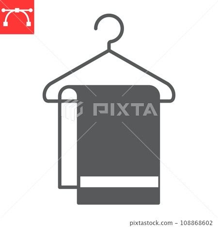 Towel on hanger glyph icon, laundry and hotel services, bath towel vector icon, vector graphics, editable stroke solid sign, eps 10. Towel on hanger glyph icon, laundry and hotel services, bath towel vector icon, vector graphics, editable stroke solid sign, eps 10. 108868602