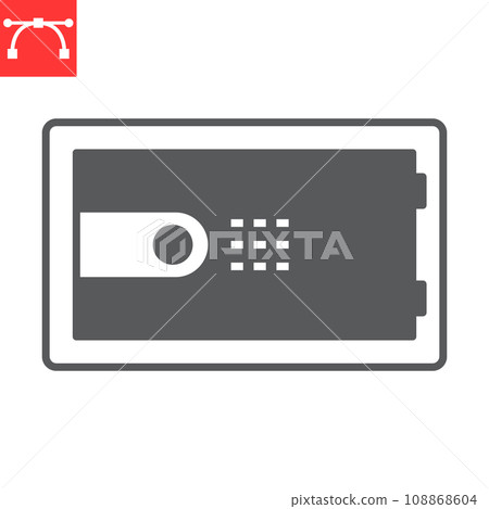 In room safe glyph icon, safe box and hotel services, strongbox vector icon, vector graphics, editable stroke solid sign, eps 10. 108868604