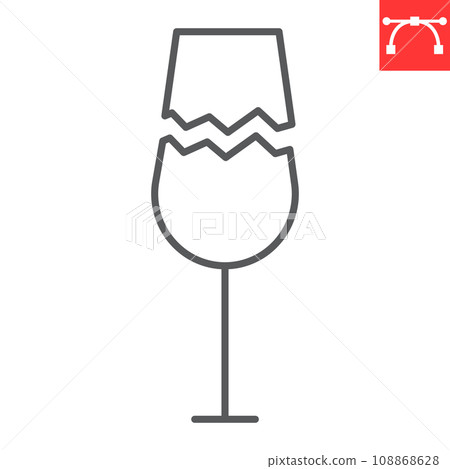 Fragile line icon, logistic and package, cracked wine glass vector icon, vector graphics, editable stroke outline sign, eps 10. Fragile line icon, logistic and package, cracked wine glass vector icon, vector graphics, editable stroke outline sign, eps 10. 108868628