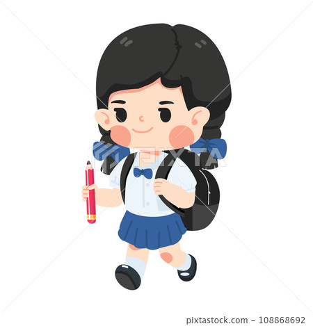 Kid Girl student with backpack cartoon Kid Girl student with backpack cartoon 108868692