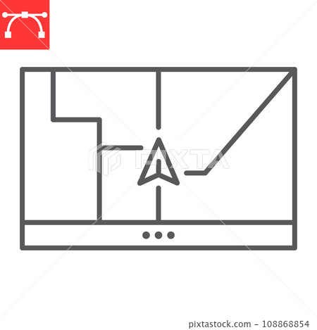 Gps navigator line icon, navigation and car device, gps navigation vector icon, vector graphics, editable stroke outline sign, eps 10. Gps navigator line icon, navigation and car device, gps navigation vector icon, vector graphics, editable stroke outline sign, eps 10. 108868854