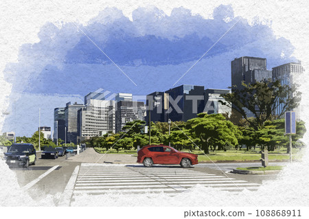Watercolor style Tokyo Marunouchi Nijubashi-mae intersection Tokyo Chamber of Commerce and Industry Chiyoda-ku, Tokyo Watercolor style Tokyo Marunouchi Nijubashi-mae intersection Tokyo Chamber of Commerce and Industry Chiyoda-ku, Tokyo 108868911