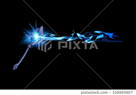 Blue abstract lighting magic line and broken fairytale tool, vector item 108869807