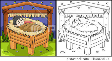 Christian Baby Jesus Coloring Page Illustration Christian Baby Jesus Coloring Page Illustration 108870125