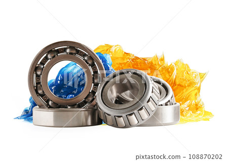 Bearing isolated on white background mechanical engine component. Bearing isolated on white background mechanical engine component. 108870202