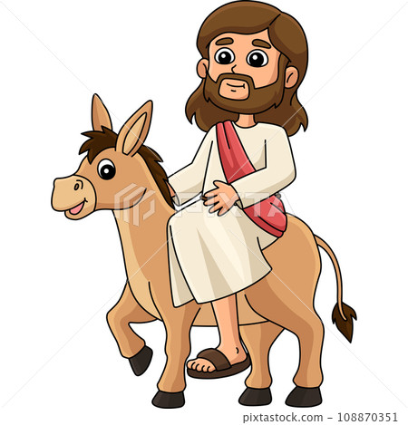 Jesus Riding a Donkey Cartoon Colored Clipart Jesus Riding a Donkey Cartoon Colored Clipart 108870351