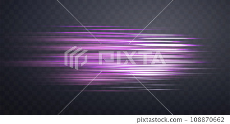 Horizontal speed rays, light neon flow, zoom in motion effect, pink glow speed lines, colorful light trails, stripes. Abstract background, vector illustration. Horizontal speed rays, light neon flow, zoom in motion effect, pink glow speed lines, colorful light trails, stripes. Abstract background, vector illustration. 108870662