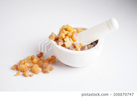 Frankincense or olibanum aromatic resin used in incense and perfumes. 108870747