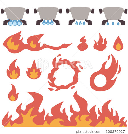 Color illustration set of flames of various shapes 108870927