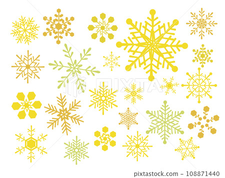 各種形狀的雪花集，金色 108871440