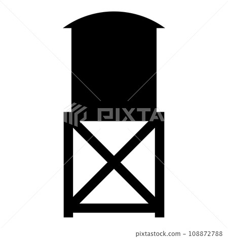 Water tower elevated industrial construction tank icon black color vector illustration image flat style 108872788