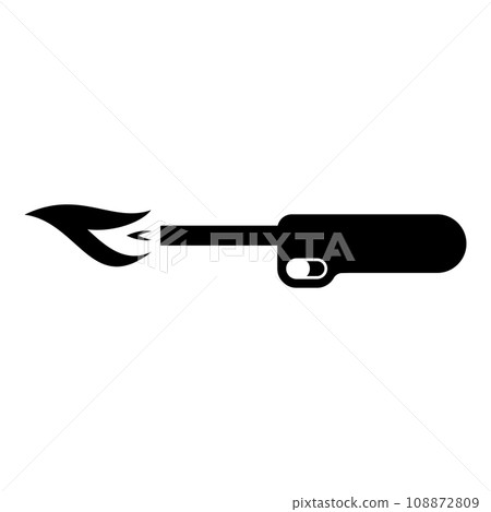 Gas lighter kitchen blowtorch with flame industrial equipment icon black color vector illustration image flat style Gas lighter kitchen blowtorch with flame industrial equipment icon black color vector illustration image flat style 108872809