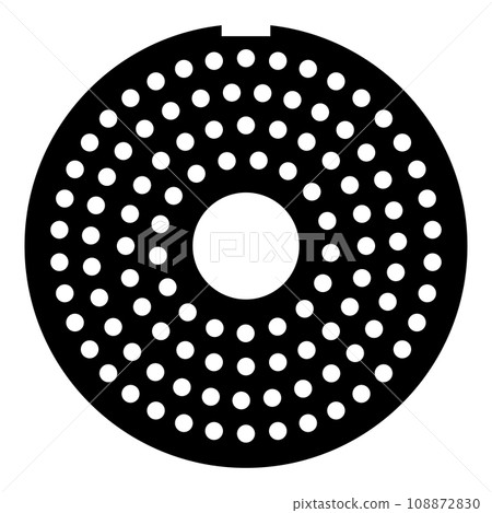 Grate for meat grinder plate mincer device for growing shallow of meat lattice sieve icon black color vector illustration image flat style 108872830