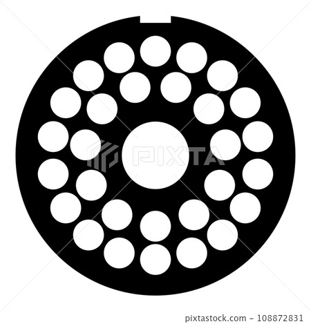 Grate for meat grinder plate mincer device for growing shallow of meat lattice sieve icon black color vector illustration image flat style 108872831