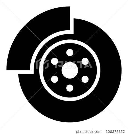 Car brake disk part gear system icon black color vector illustration image flat style 108872852