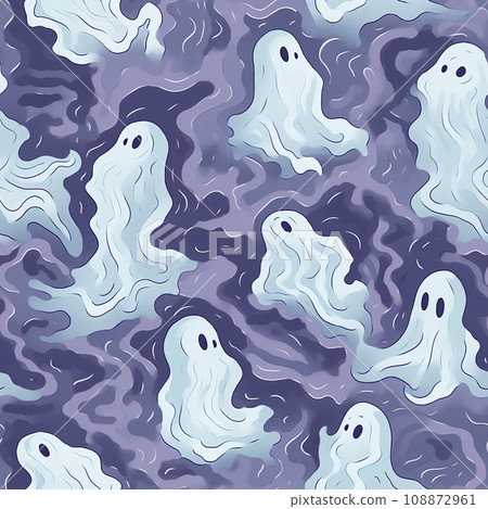 Halloween ghost seamless pattern. Generative Ai. 108872961