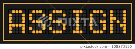 Orange color led banner in word assign on black background 108873130