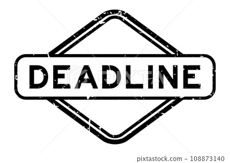 Grunge black deadline word rubber seal stamp on white background 108873140