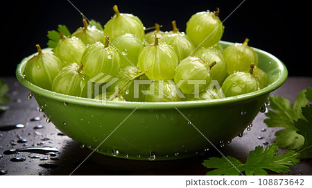 Bowls with fresh ripe gooseberry Bowls with fresh ripe gooseberry 108873642