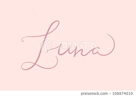 Female name Luna. Handwritten lettering calligraphy Girl name. Vector illustration 108874010