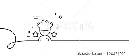 Best chef line icon. Continuous one line with curl. Stars ranking sign. Rating symbol. Best chef single outline ribbon. Loop curve pattern. Vector Best chef line icon. Continuous one line with curl. Stars ranking sign. Rating symbol. Best chef single outline ribbon. Loop curve pattern. Vector 108874011