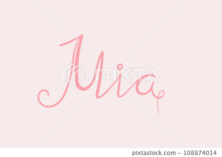 Female name Mia. Handwritten lettering calligraphy Girl name. Vector illustration 108874014