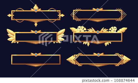Golden empty decorated metal frames for game ui design. 108874644