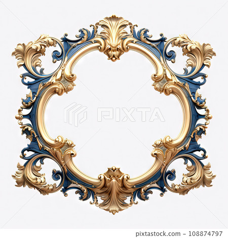 Round frame in art nouveau style with ornament. Retro frame with fairytale and magic decoration. Generated AI. 108874797