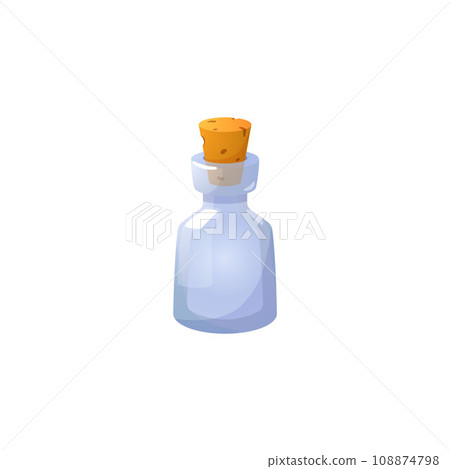 Bottle for potion with cork, game icon, vector isolated on white background 108874798
