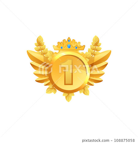 Golden medal first place, vector icon for game design, isolated on white Golden medal first place, vector icon for game design, isolated on white 108875058