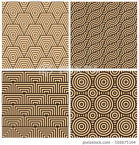 Set of geometric seamless patterns of beige colors, abstract backgrounds for prints, textiles. Vector Set of geometric seamless patterns of beige colors, abstract backgrounds for prints, textiles. Vector 108875104