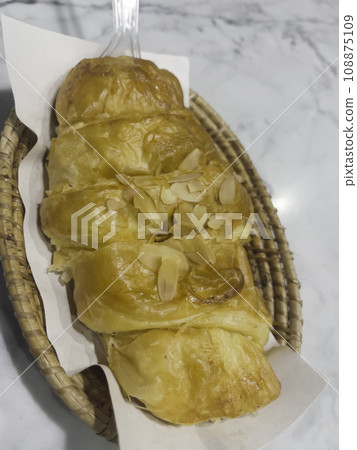 French breakfast with pastries at work from home 108875109