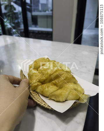 French breakfast with pastries at work from home 108875115