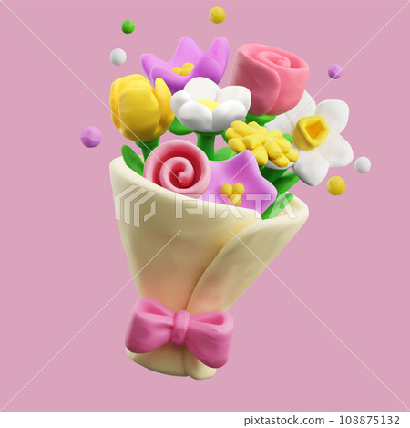 Plasticine molded flower bouquet. Plasticine molded flower bouquet. 108875132