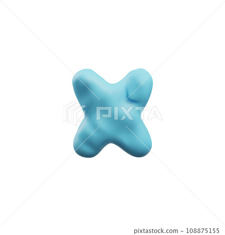 Cute blue letter X plasticine art, realistic 3D vector icon on white 108875155