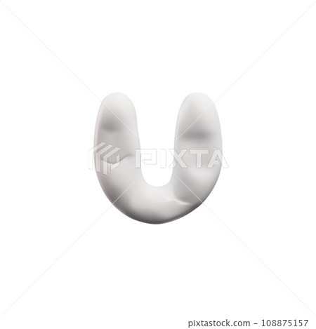 Cute white letter U plasticine art, realistic 3D vector icon on white Cute white letter U plasticine art, realistic 3D vector icon on white 108875157