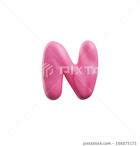 Pink plasticine letter N of English alphabet 3D style 108875171