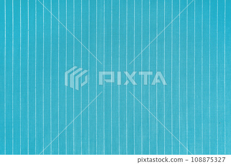 Turquoise white striped fabric texture background with copy space 108875327