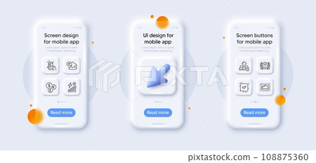 Cloud system, Money currency and Solar panel line icons pack. 3d phone mockups with cursor. Glass smartphone screen. Electricity consumption, Confirmed, New mail web icon. Vector Cloud system, Money currency and Solar panel line icons pack. 3d phone mockups with cursor. Glass smartphone screen. Electricity consumption, Confirmed, New mail web icon. Vector 108875360