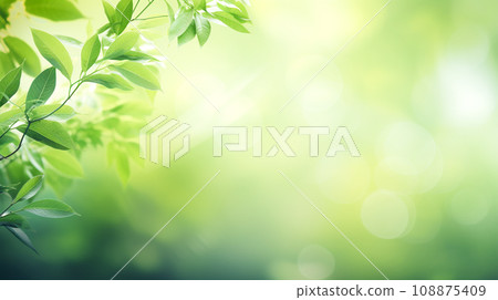 Delicate fresh green spring background with leaves and beautiful bokeh Delicate fresh green spring background with leaves and beautiful bokeh 108875409
