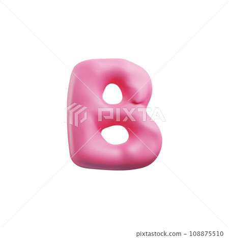 Plasticine pink capital letter B of English alphabet, vector 3D font symbol from dough, clay texture sculpting Plasticine pink capital letter B of English alphabet, vector 3D font symbol from dough, clay texture sculpting 108875510