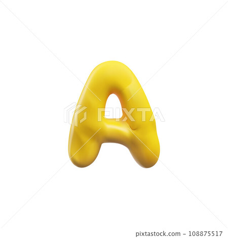 Yellow plasticine letter A of English alphabet 3D style Yellow plasticine letter A of English alphabet 3D style 108875517