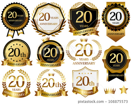 Luxurious 20th anniversary emblem set gold Luxurious 20th anniversary emblem set gold 108875573