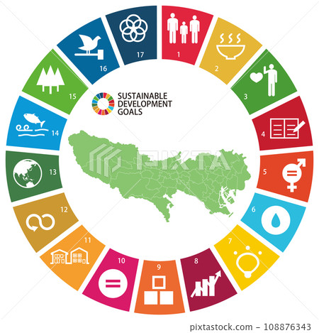 SDGs icon and Tokyo SDGs icon and Tokyo 108876343